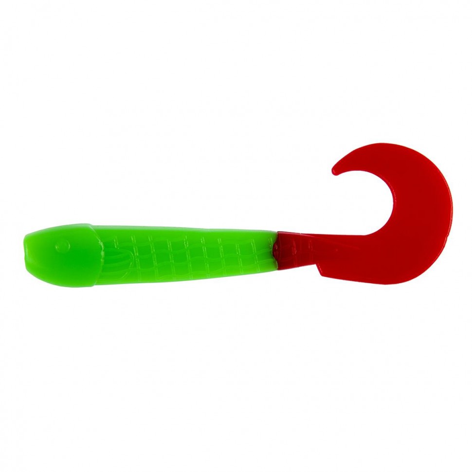 Твистер Helios Long Hybrid 3,55"/9,0 см, цвет Lime & Red 7 шт HS-15-021 , 